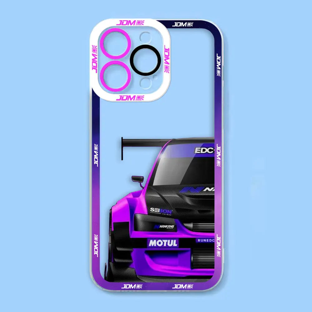 Sports Car Tokyo JDM Drift Angel Eyes Clear Soft Silicone Case For iPhone Apple 15 14 12 13 11 16 8 7 SE Plus X XR XS Max Case