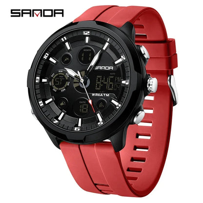 SANDA 9053  50M Waterproof Quartz Wristwatch for Male Relogios Masculino G Sports Military Men's Watches Luxury Digital Watch