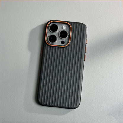 Luxury Corrugated Matte Shockprof Case For iPhone 16 15 14 13 12 Pro Max Plus Luxury Plating Wave Non-slip Bumper Hard PC Cover