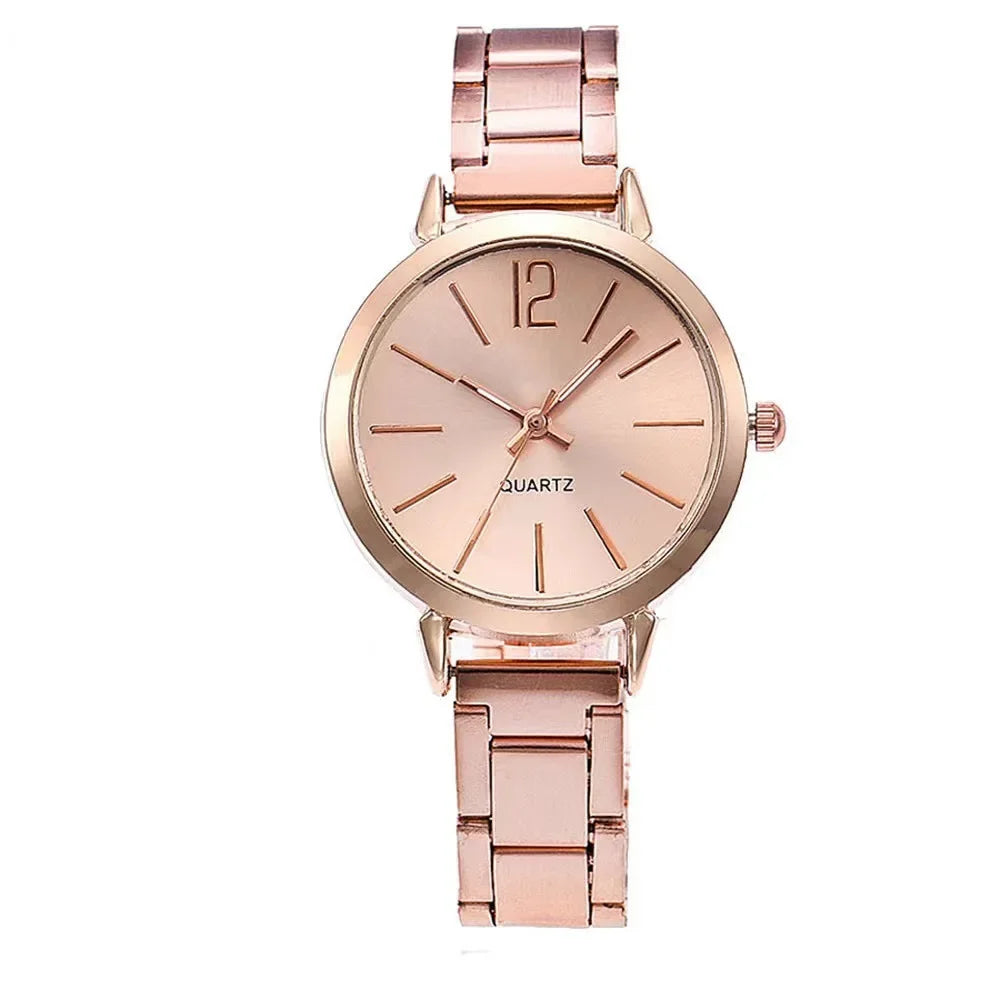 Fashion Gold Bracelet Quartz Wristwatch Luxury Watch for Women Simple Round Dial Stainless Students Ladies Watches Reloj Mujer