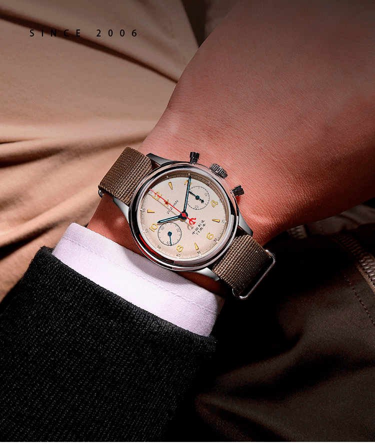 RED STAR 38mm Men's 1963 Chronograph Mechanical Watch Pilot with Seagull Movement ST1901 Air Force Aviation Sapphire Goose 40mm