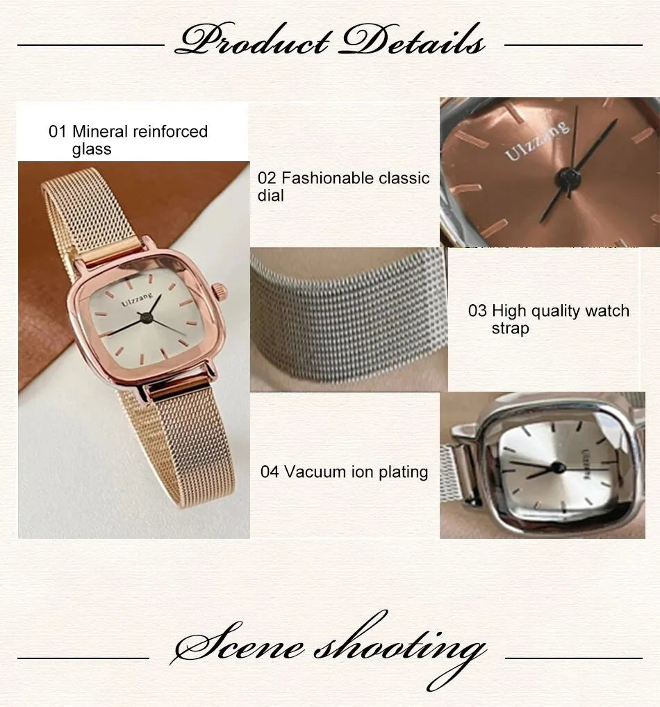 Fashion Women Small Dial Quartz Mesh Strap Watch