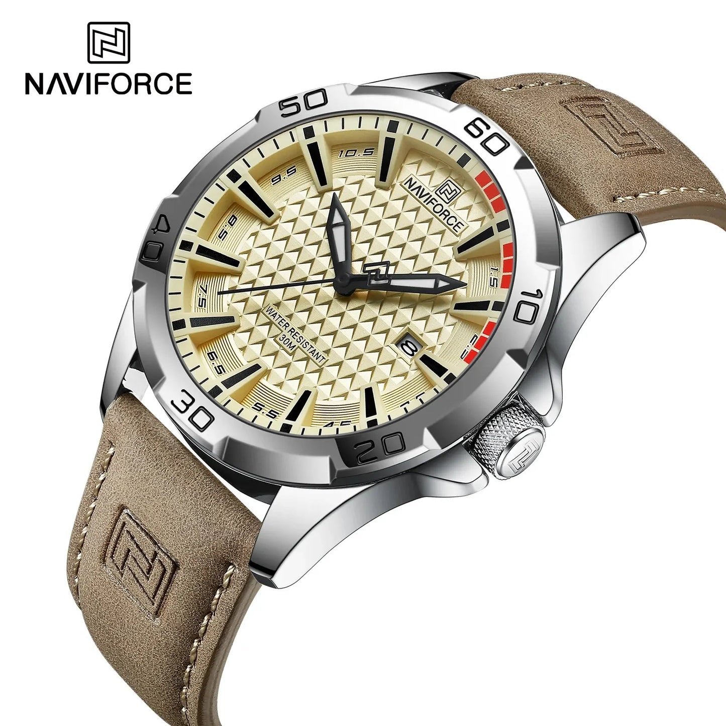 NAVIFORCE Men Casual Sport Military Quartz Calendar Wrist Watch for Man Business Leather Waterproof Male Clock Relogio Masculino