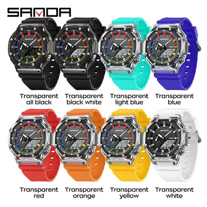 SANDA G Style Electronic Watch Multifunctional Fashionable LED Digital Watch Military Alarm Clock Shock Quartz Watch Relogios