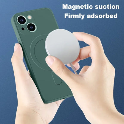 Liquid Silicone Shockproof Case For iPhone 16 15 14 13 12 11 Pro Max Plus Phone Magnetic Wireless Charger For Magsafe Cover