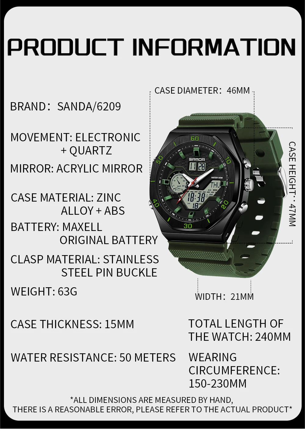 SANDA G Style Digital Men Watches Dual Display Three Time Waterproof Shock Sports Watch Military Countdown Male LED Quartz Clock