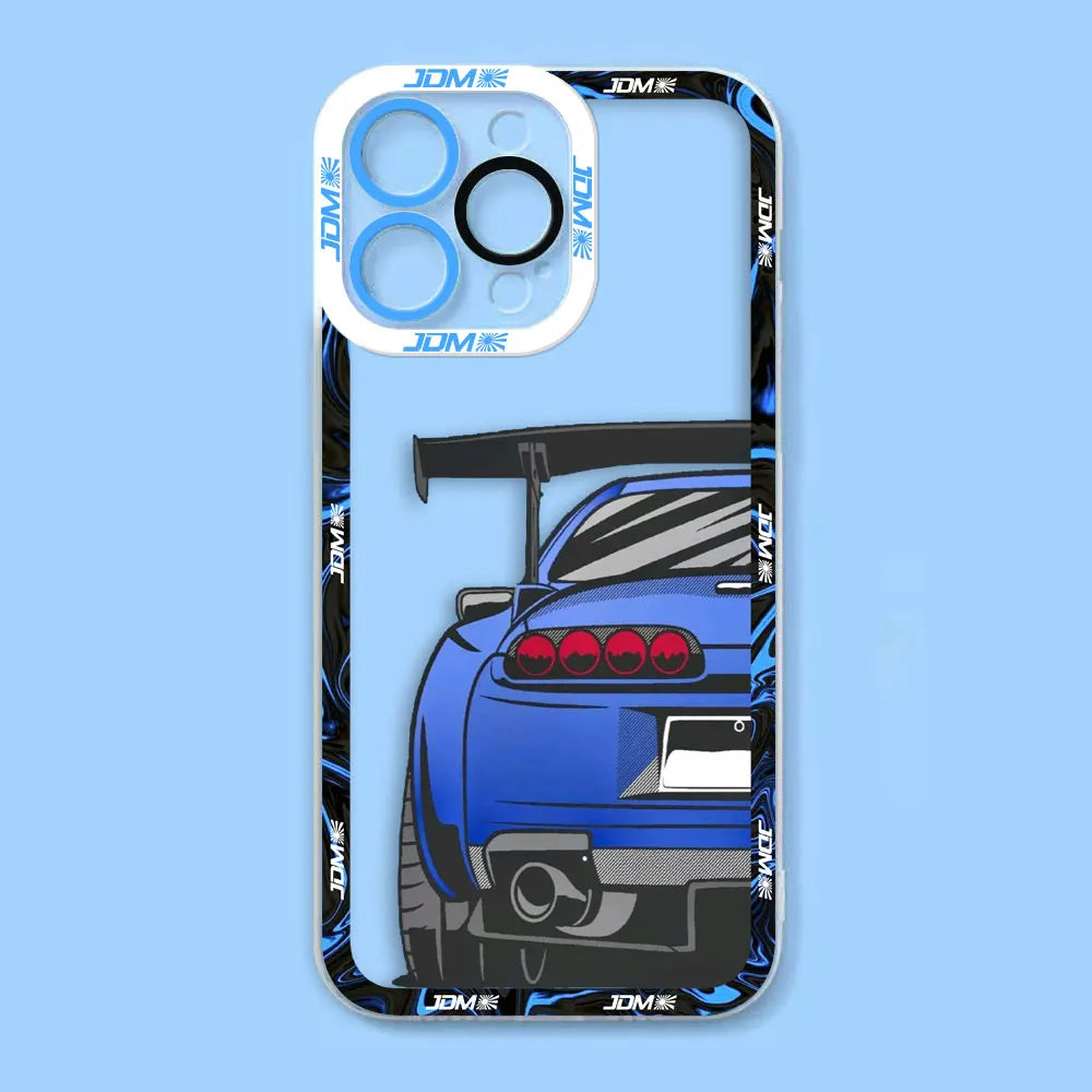 Sports Car Tokyo JDM Drift Angel Eyes Clear Soft Silicone Case For iPhone Apple 15 14 12 13 11 16 8 7 SE Plus X XR XS Max Case