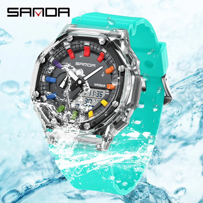 SANDA G Style Electronic Watch Multifunctional Fashionable LED Digital Watch Military Alarm Clock Shock Quartz Watch Relogios