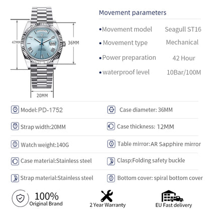 PAGANI DESIGN 2024 New Men's Watches Mechanical Top brand Luxury Automatic Watch For Men AR Sapphire glass Calendar Wrist watch