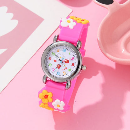 New Kids Watches Cartoon Watches Pink Silicone Quartz Wristwatch Birthday Gift Girl Boy Children Study Time Girl Watch Reloj