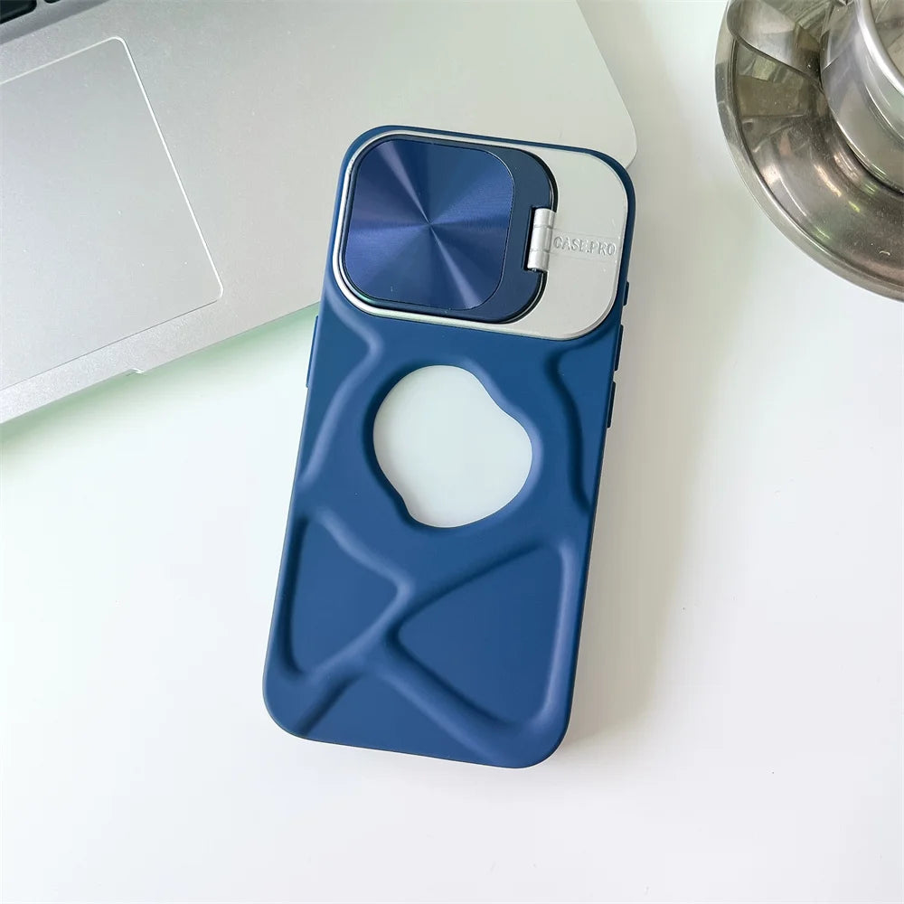 Fashion Logo Hole Magnetic Case for iPhone 11 12 13 14 15 16 Pro Max Plus Lens Protection Flip Stand Magsafe Silicone Soft Cover