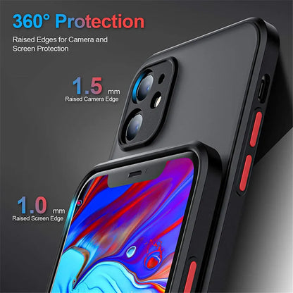 Shockproof Armor Matte Case For iPhone 16 15 14 Plus 13 11 12 Pro Max Luxury Silicone Bumper Clear Hard PC Back Cover Capa