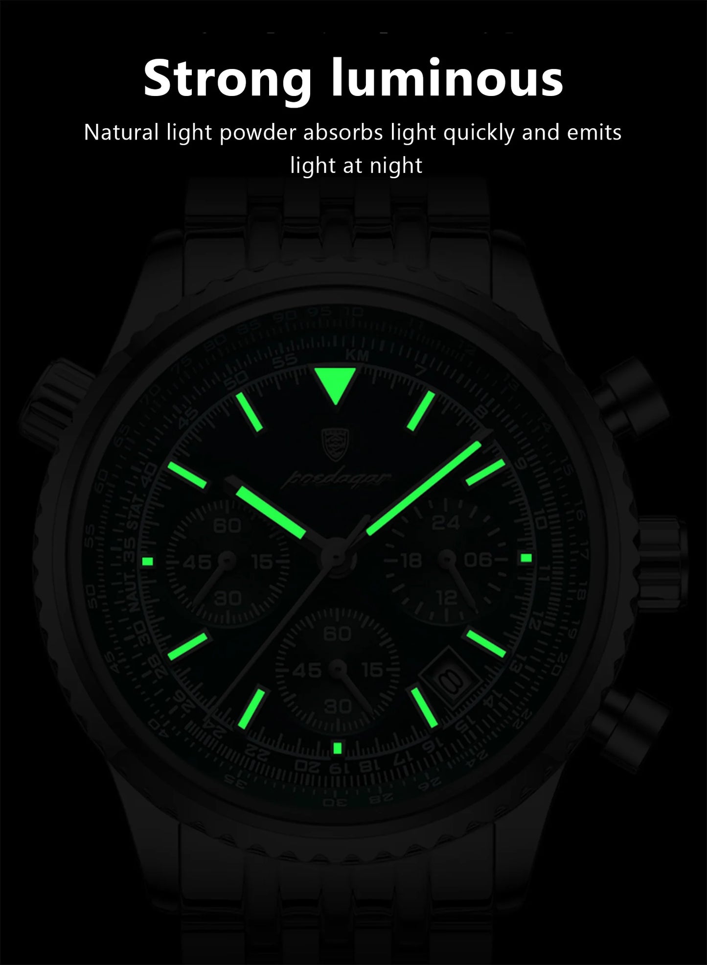 POEDAGAR Luxury Military Watch for Men Waterproof Luminous Date Chronograph Man Watch Sport Quartz Stainless Steel Men's Watches