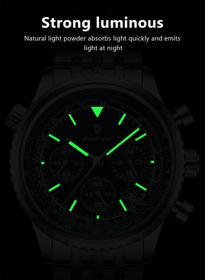 POEDAGAR Luxury Military Watch for Men Waterproof Luminous Date Chronograph Man Watch Sport Quartz Stainless Steel Men's Watches