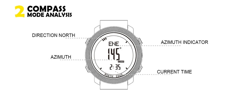 NORTH EDGE Men's sport Digital watch Running Swimming Military Army watches Altimeter Barometer Compass waterproof 50m Wristband