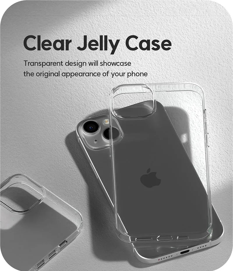 Jingjia Transparent Silicone Case For iPhone 15 14 Plus 13 12 Mini 11 Pro Max Clear Ultra Thin Back Cover 11 12 13 14 15 ProMax