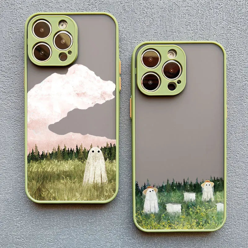 Cute Ghost Phone Case For iPhone 16 15 14 Plus 13 12 11 Pro Max Mini XS X XR SE2020 7 8 Plus Shockproof Back Cover Fundas Capa