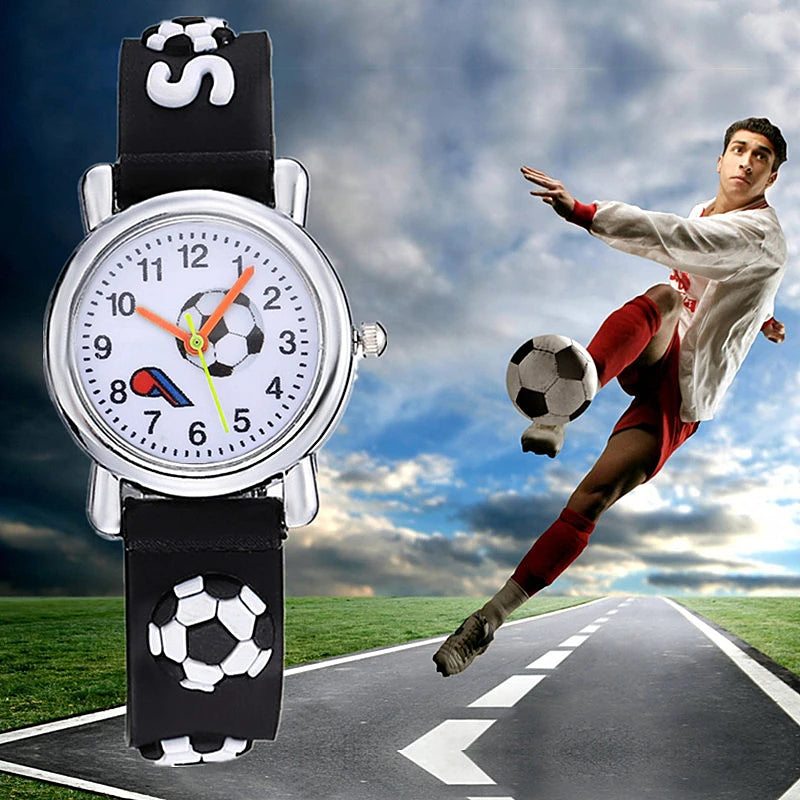 Cute Football Cartoon Kids Watches Soccer Children's Quartz Watch Soft Silicone Watchband Creative Boys Girls Watch Gift Clock