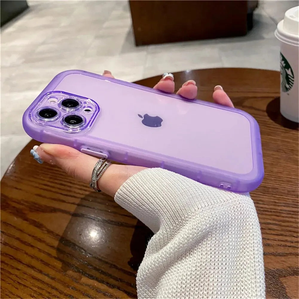 Luxury Shockproof Silicone Bumper Clear Phone Case For iPhone 15 14 Plus 13 12 11 15 Pro Max Camera Protection Transparent Cover