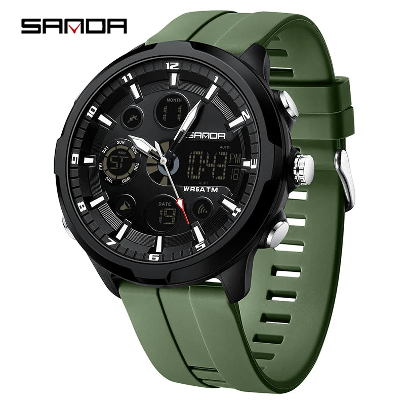 SANDA Top Brand G Style Men Watches 50M Waterproof Sports Military Quartz Watch For Male Double Display Digital Wristwatch Clock