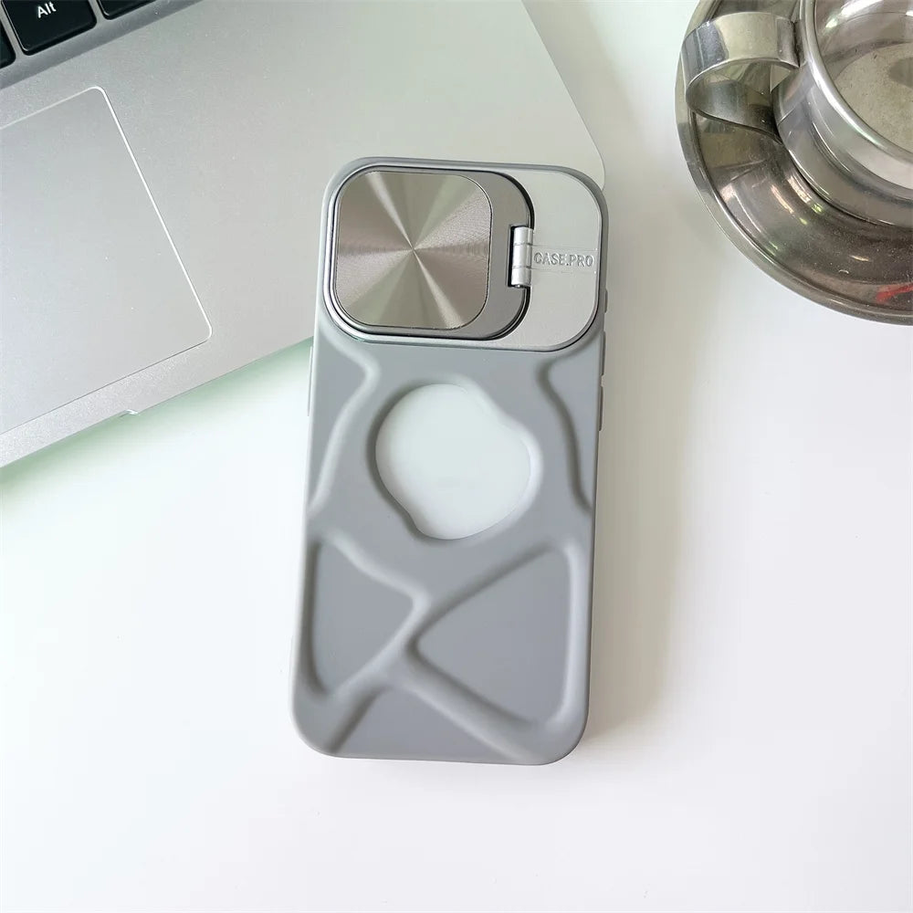 Fashion Logo Hole Magnetic Case for iPhone 11 12 13 14 15 16 Pro Max Plus Lens Protection Flip Stand Magsafe Silicone Soft Cover