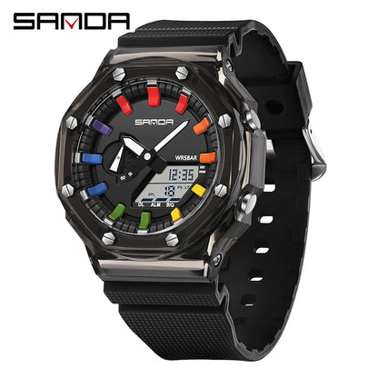 SANDA G Style Electronic Watch Multifunctional Fashionable LED Digital Watch Military Alarm Clock Shock Quartz Watch Relogios