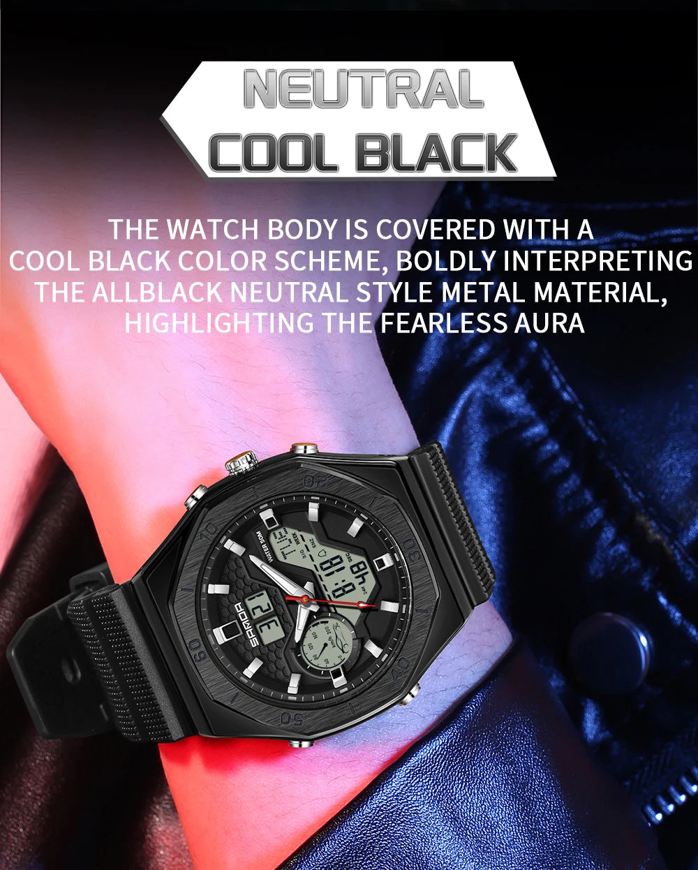 SANDA G Style Digital Men Watches Dual Display Three Time Waterproof Shock Sports Watch Military Countdown Male LED Quartz Clock