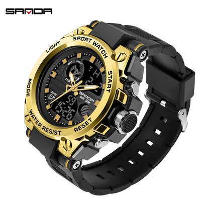 SANDA G Style Men Digital Watch Military Sports Watches Dual Display Waterproof Electronic Wristwatch Relogio Masculino 739