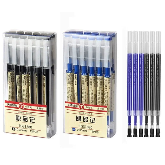 0.35mm Fine Gel Pen Blue/Black Ink Refills Rod for Handle Marker Pens School Gelpen Office Student Writing Drawing Stationery