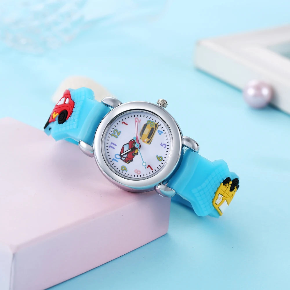 2024 Hot Sale Gift Watches Cute Silicone Car Pattern Kids Watch for Boys and Girls