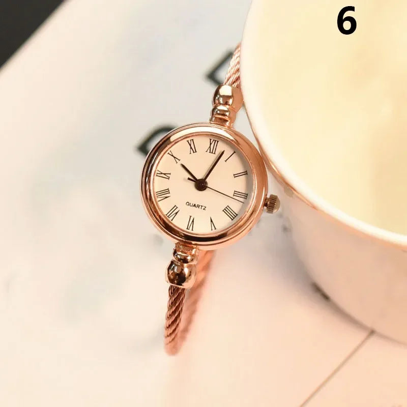 New Small Gold Bangle Bracelet Luxury Watches Stainless Steel Retro Ladies Quartz Wristwatches Fashion Casual Women Reloj Mujer