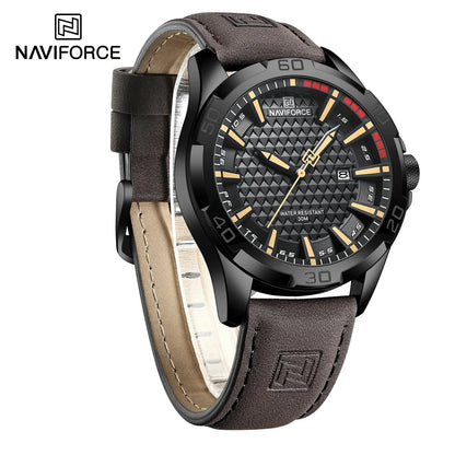 NAVIFORCE Men Casual Sport Military Quartz Calendar Wrist Watch for Man Business Leather Waterproof Male Clock Relogio Masculino