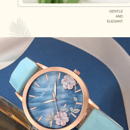 Women Fashion Watch Casual Bracelet Watches Glasses Set Ladies Simple Dial Quartz Wristwatches Dress Clock Montre Femme