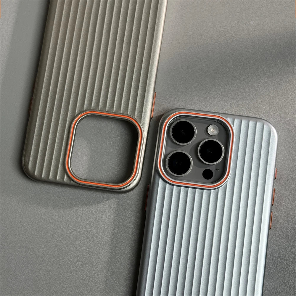 Luxury Corrugated Matte Shockprof Case For iPhone 16 15 14 13 12 Pro Max Plus Luxury Plating Wave Non-slip Bumper Hard PC Cover