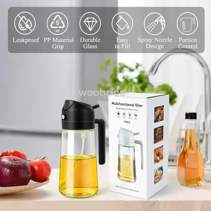 Dual-Purpose Glass Oil Sprayer – Leakproof Kitchen Bottle