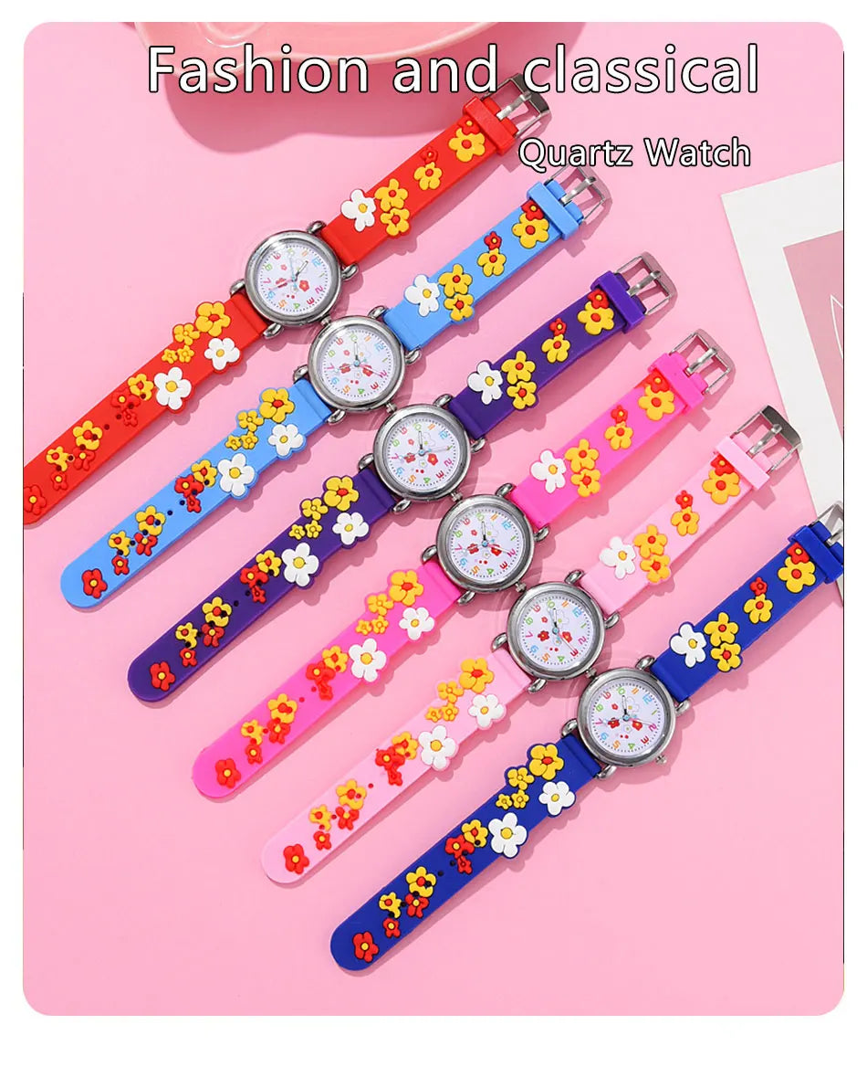 New Kids Watches Cartoon Watches Pink Silicone Quartz Wristwatch Birthday Gift Girl Boy Children Study Time Girl Watch Reloj