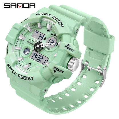 SANDA G Style White Sports Men's Watches Top Brand Luxury Military Quartz Watch Men Waterproof LED Digital Wristwatches