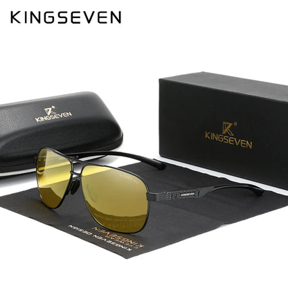 KINGSEVEN Polarized Aluminum Sunglasses Men UV400 HD Lens Pilot Eye Protection Photochromic Glasses Women Night Vision Eyewear