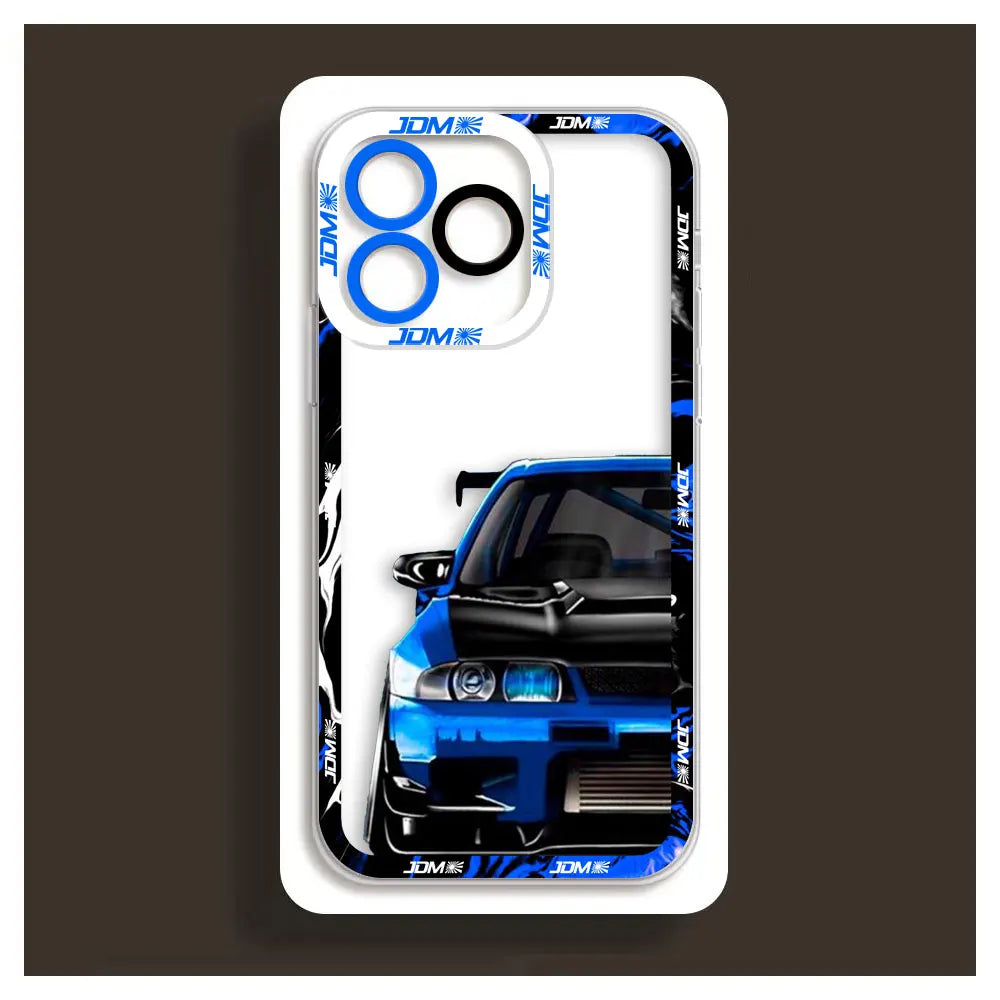 Sports Car Tokyo JDM Drift Angel Eyes Clear Soft Silicone Case For iPhone Apple 15 14 12 13 11 16 8 7 SE Plus X XR XS Max Case