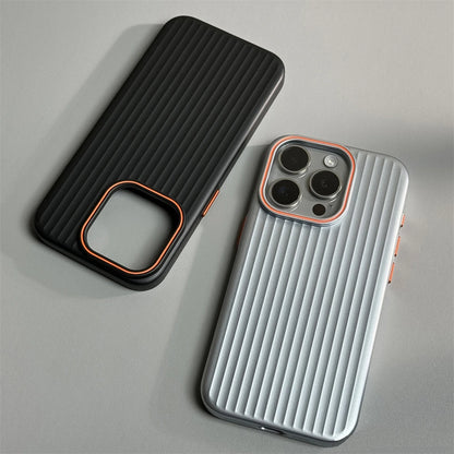 Luxury Corrugated Matte Shockprof Case For iPhone 16 15 14 13 12 Pro Max Plus Luxury Plating Wave Non-slip Bumper Hard PC Cover