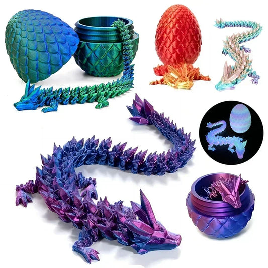 1/2PCS 3D Printed Dragon Egg with Dragon Full Articulated Dragon Modle Movable Rotatable Articulated Desktop Ornament Kid Toy