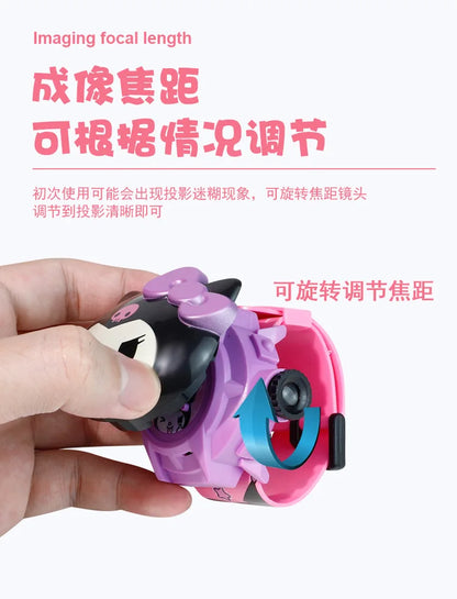 Kawaii 3D Projection Digital Watch Kawaii Hello Kitty Kuromi Cinnamoroll Anime Action Figure Toy Watch Flip Popular Kids  Toys