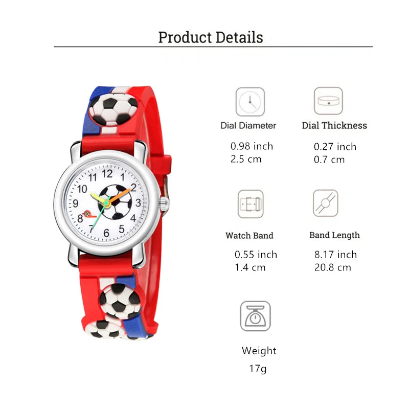 Fashion Children Students Watches Simple Cartoon Football Pattern Sports Watch Kids Boys Girls Gifts