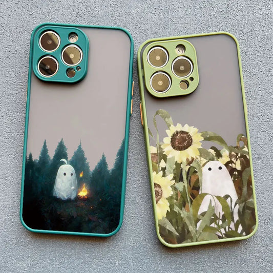 Cute Ghost Phone Case For iPhone 16 15 14 Plus 13 12 11 Pro Max Mini XS X XR SE2020 7 8 Plus Shockproof Back Cover Fundas Capa