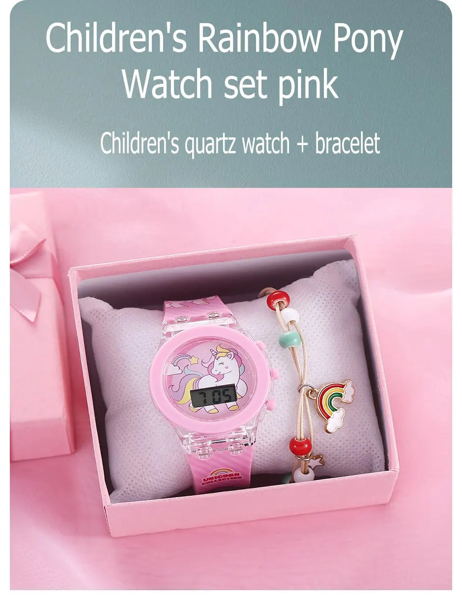 Kid's Luminous Alarm Clock Electronic Multi-function Color Leisure Sports Electronic Watch Student Watch Send Bracelet