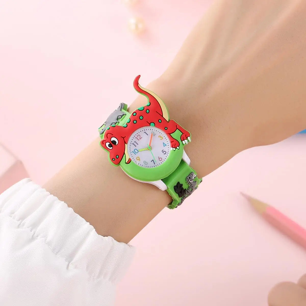 Cute cartoon 3D dinosaur Tyrannosaurus Rex silicone strap children's watch Kids Student Watch