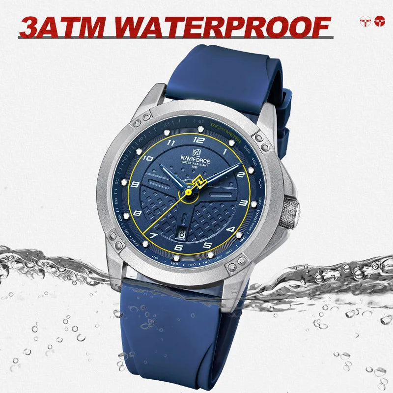 NAVIFORCE Casual Quartz Wristwatch Fashion Waterproof Men's Watches Sport Silicone Strap Male Luminous Clock Relogio Masculino