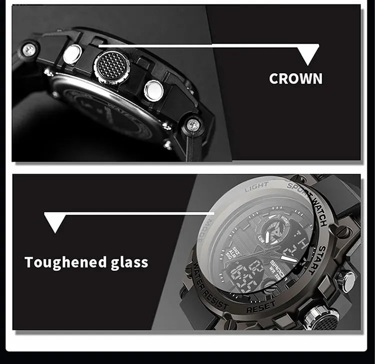 SANDA G Style Men Digital Watch Military Sports Watches Dual Display Waterproof Electronic Wristwatch Relogio Masculino 739