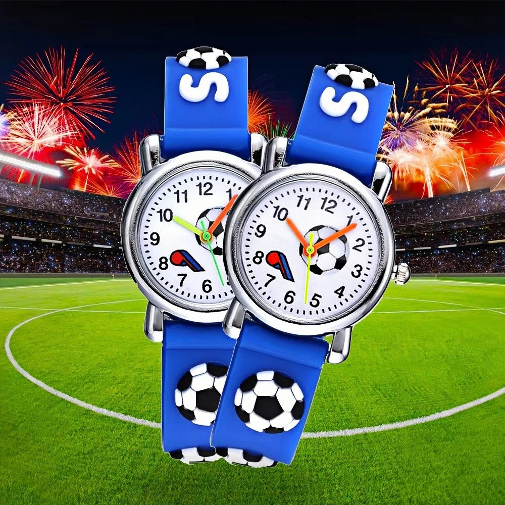 Cute Football Cartoon Kids Watches Soccer Children's Quartz Watch Soft Silicone Watchband Creative Boys Girls Watch Gift Clock