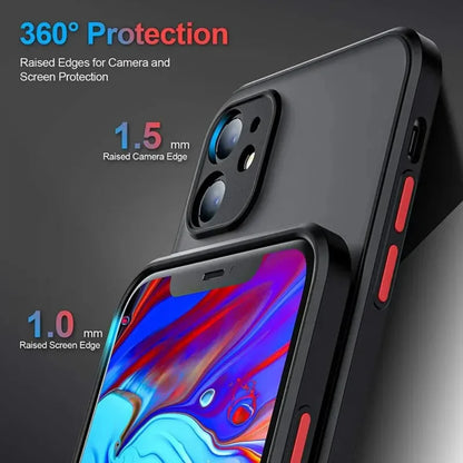 Shockproof Armor Matte Case For iPhone 16 15 14 Plus 13 11 12 Pro Max Luxury Silicone Bumper Clear Hard PC Back Cover Capa